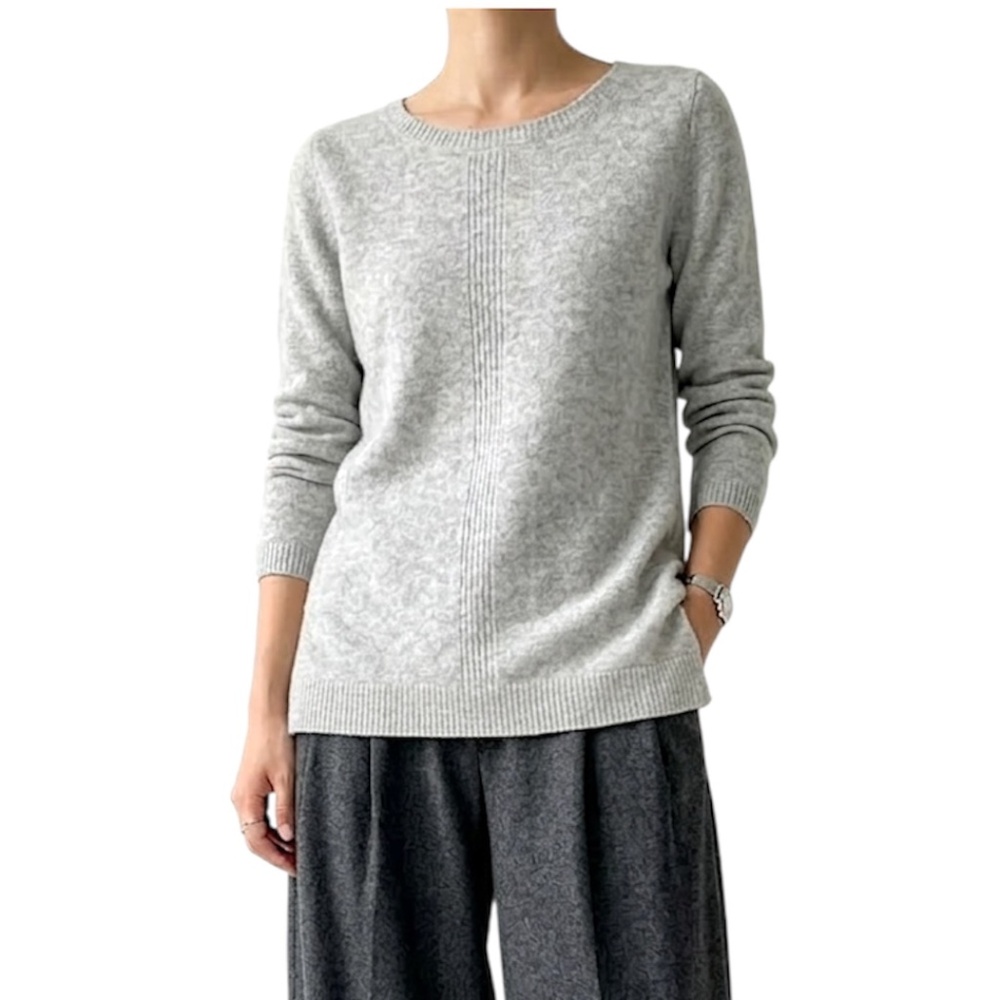 Saffron pure cashmere soft grey a line old money quiet luxury sweater L